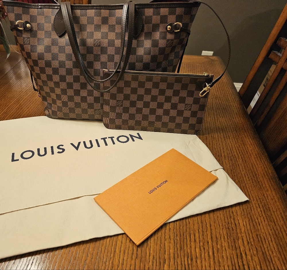 Authentic Louis Vuitton Neverfull MM Damier Ebene Tote Bag